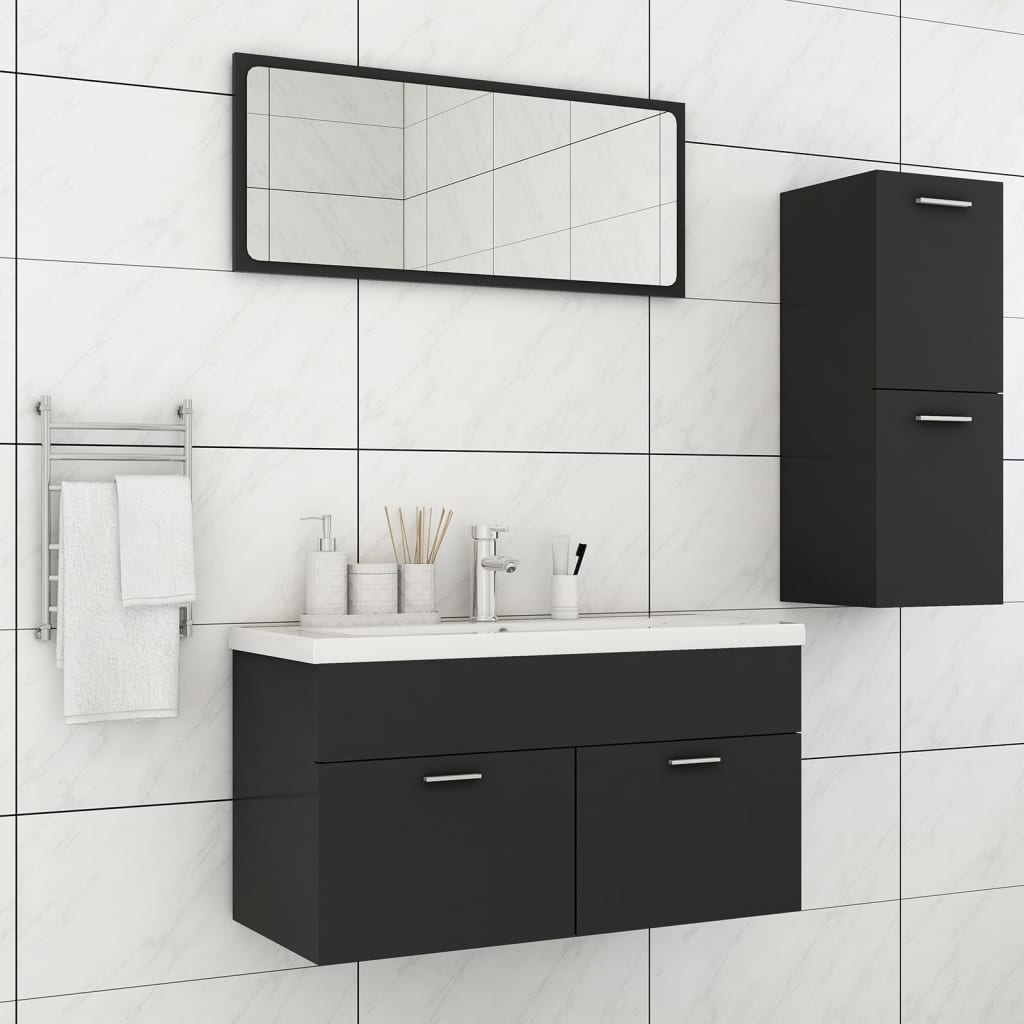 vidaXL badeværelsesmøbelsæt spånplader grå