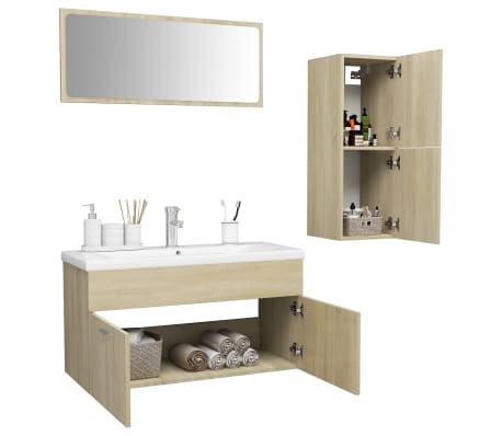 vidaXL Bathroom Furniture Set Sonoma Oak Engineered Wood