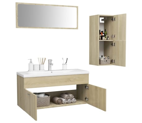 vidaXL Vonios kambario baldų komplektas, ąžuolo spalvos, MDP