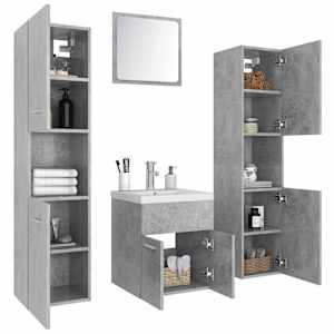 vidaXL Vonios kambario baldų komplektas, betono pilkos spalvos, MDP