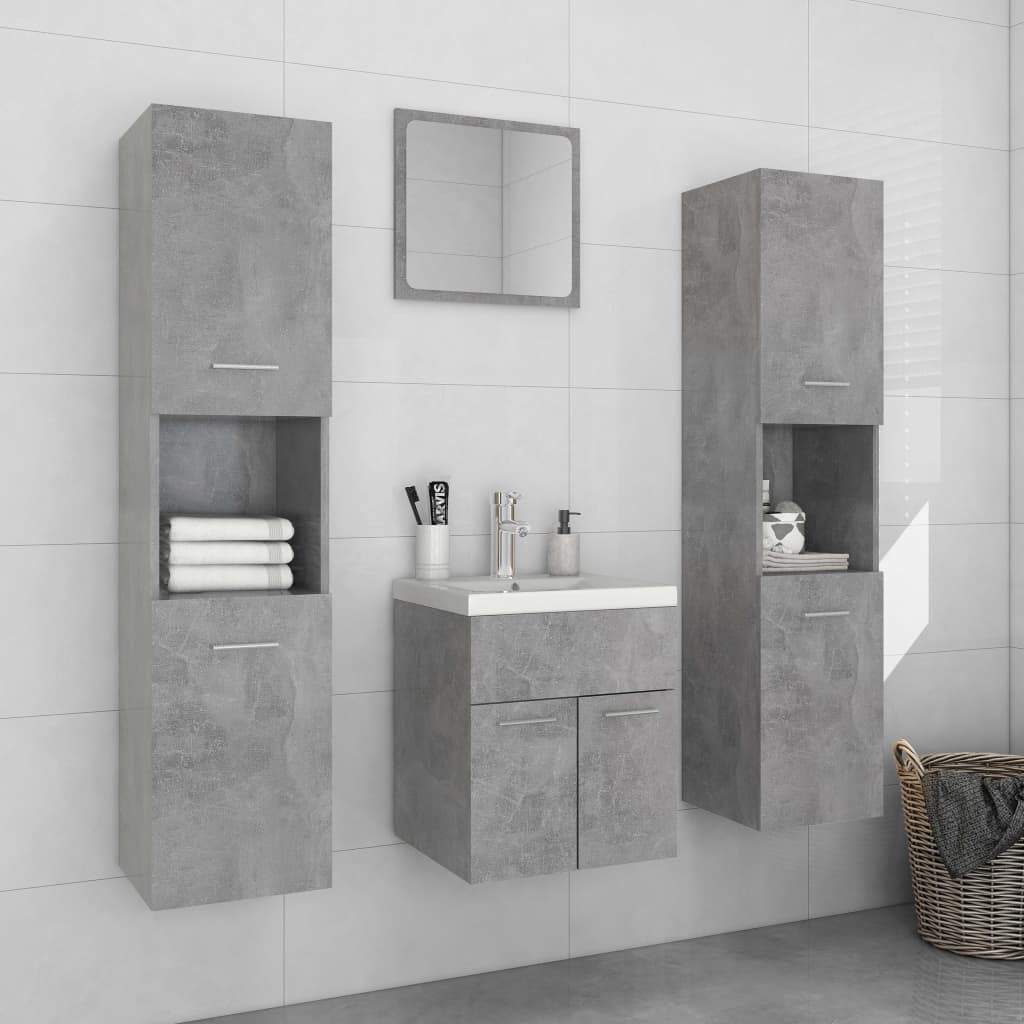 vidaXL badeværelsesmøbelsæt spånplader betongrå
