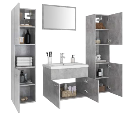 vidaXL Bathroom Furniture Set Concrete Grey Engineered Wood