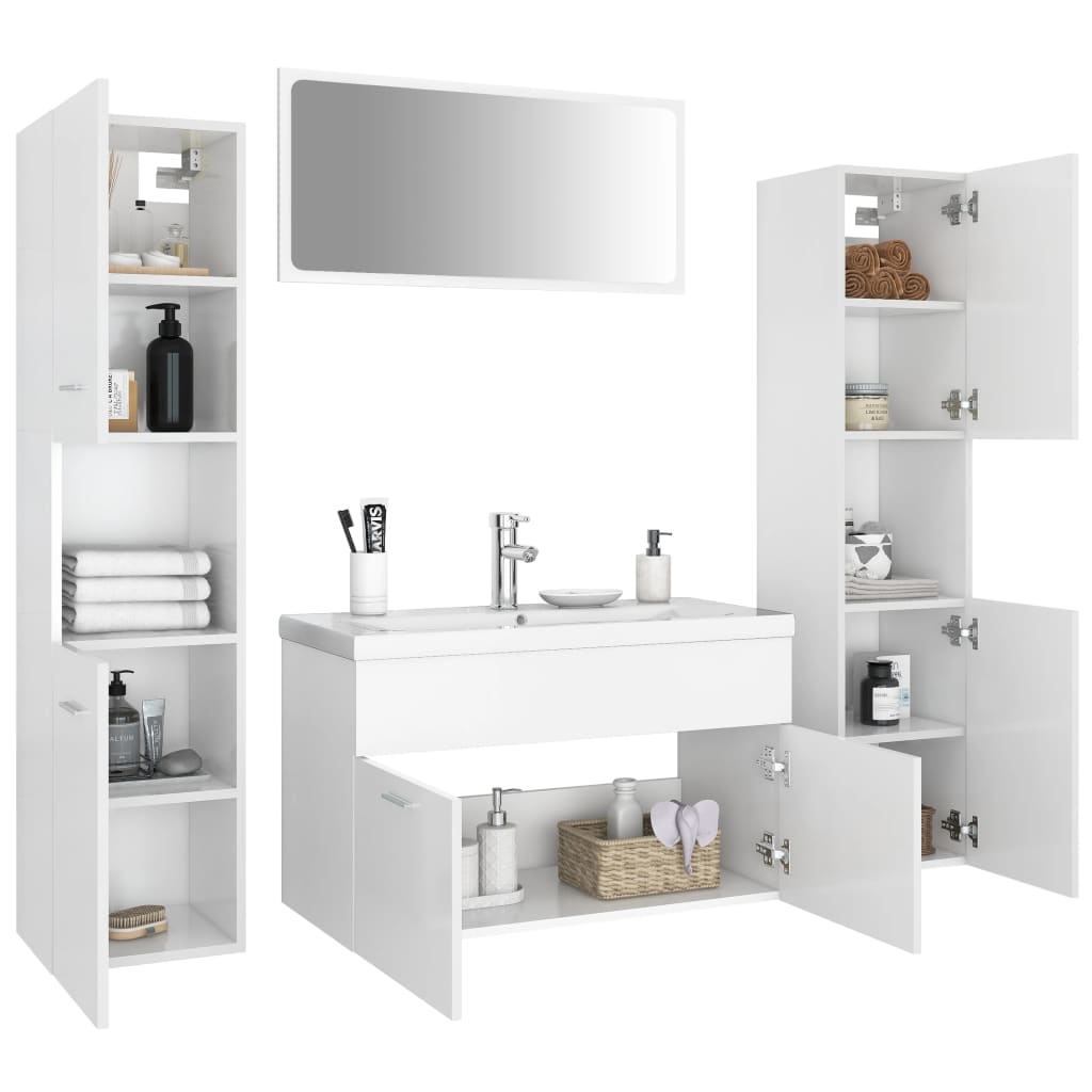 vidaXL Bathroom Furniture Set White Engineered Wood