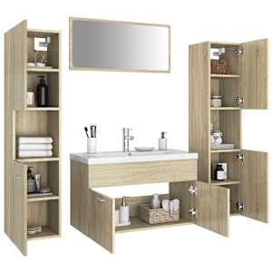 vidaXL Vonios kambario baldų komplektas, ąžuolo spalvos, MDP