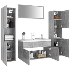 vidaXL Vonios kambario baldų komplektas, betono pilkos spalvos, MDP