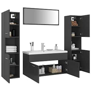 vidaXL Vonios kambario baldų komplektas, pilkos spalvos, MDP