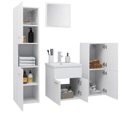 vidaXL Bathroom Furniture Set White Engineered Wood