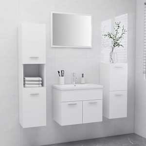 Komplet kopalniškega pohištva bele barve inženirski les