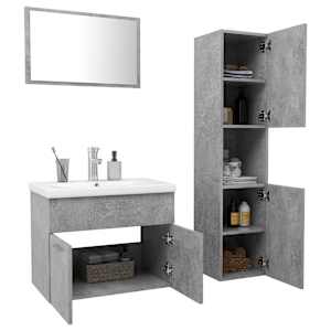 vidaXL Bathroom Furniture Set Concrete Grey Engineered Wood