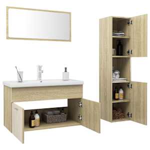 vidaXL Vonios kambario baldų komplektas, ąžuolo spalvos, MDP