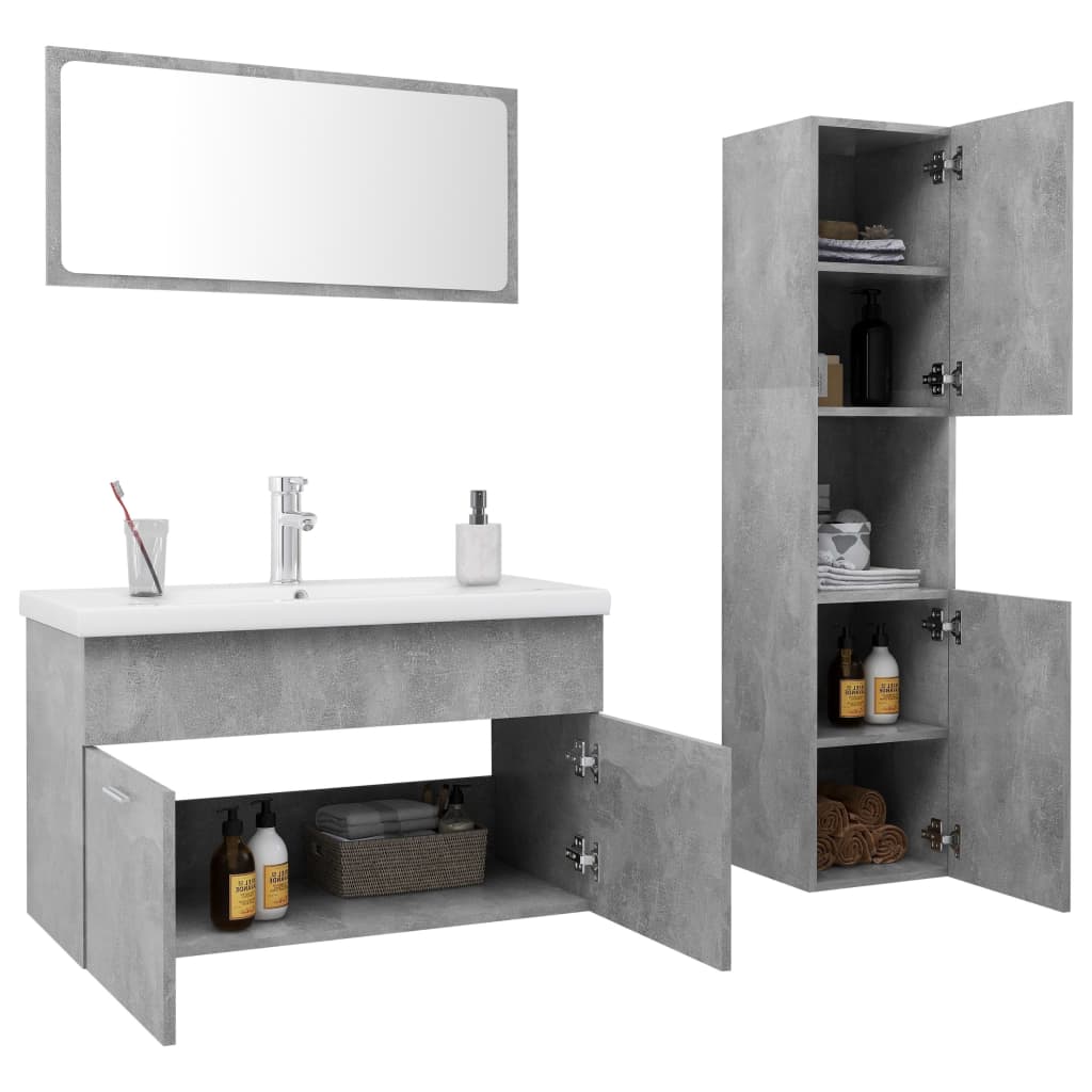 vidaXL Bathroom Furniture Set Concrete Grey Engineered Wood