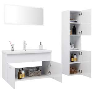 vidaXL Baderomsmøbelsett høyglans hvit sponplate