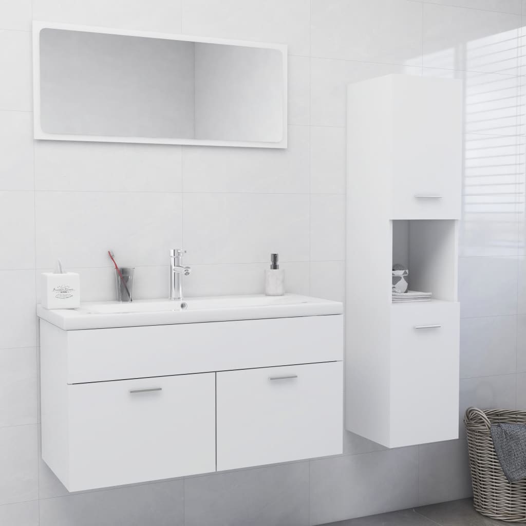 vidaXL Bathroom Furniture Set White Chipboard