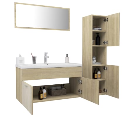 vidaXL Ensemble de meubles de salle de bain Ch&ecirc;ne sonoma Agglom&eacute;r&eacute;