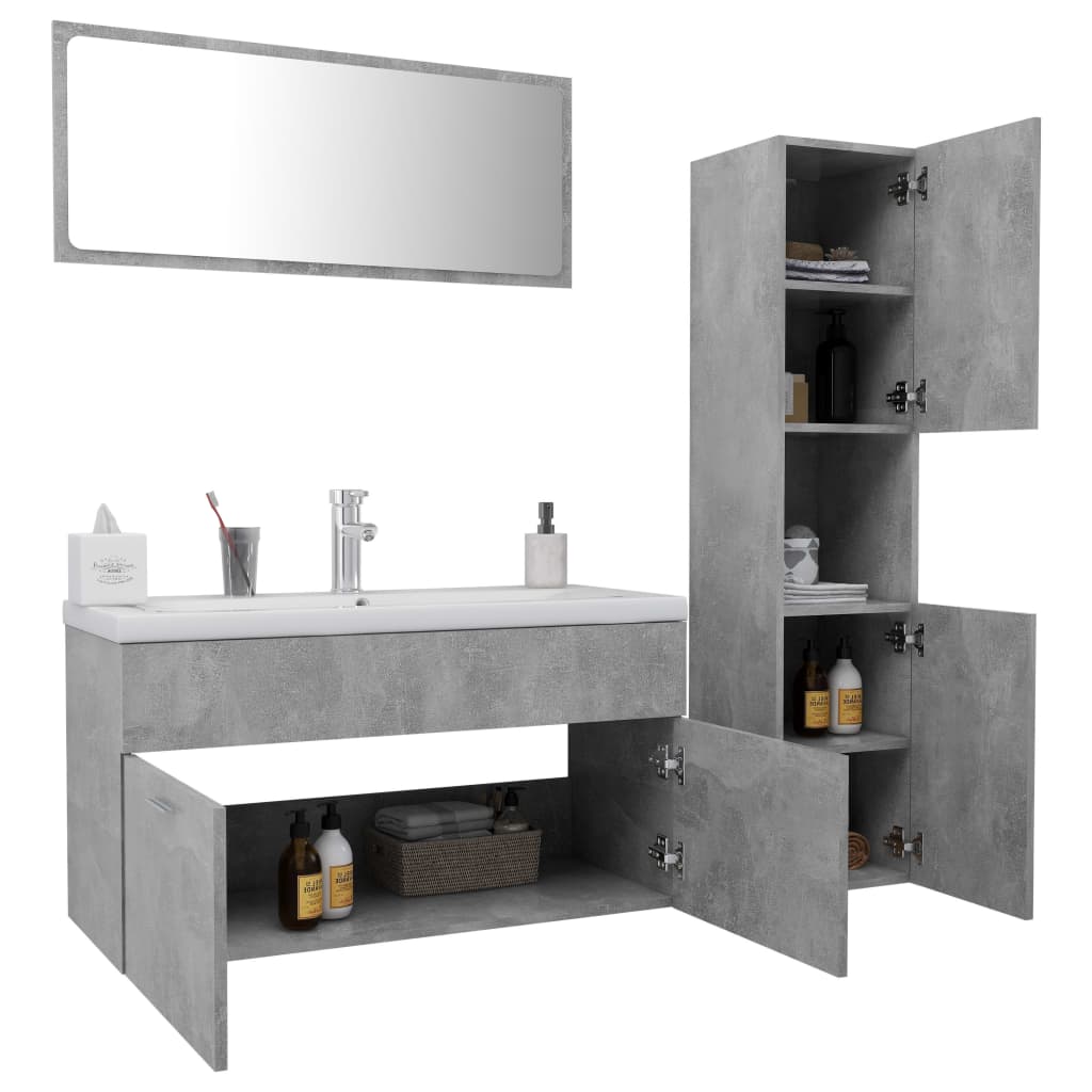 vidaXL Bathroom Furniture Set Concrete Grey Engineered Wood