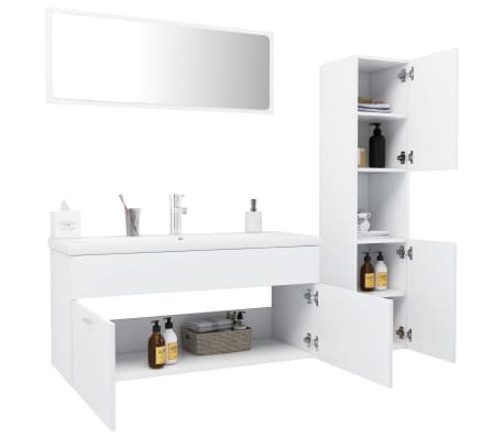 vidaXL Bathroom Furniture Set White Engineered Wood