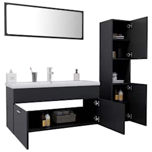 vidaXL Vonios kambario baldų komplektas, pilkos spalvos, MDP