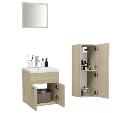 vidaXL Bathroom Furniture Set Sonoma Oak Engineered Wood