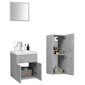 vidaXL Vonios kambario baldų komplektas, betono pilkos spalvos, MDP