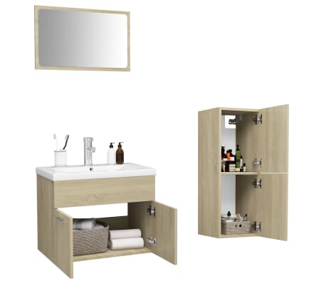 vidaXL Bathroom Furniture Set Sonoma Oak Engineered Wood