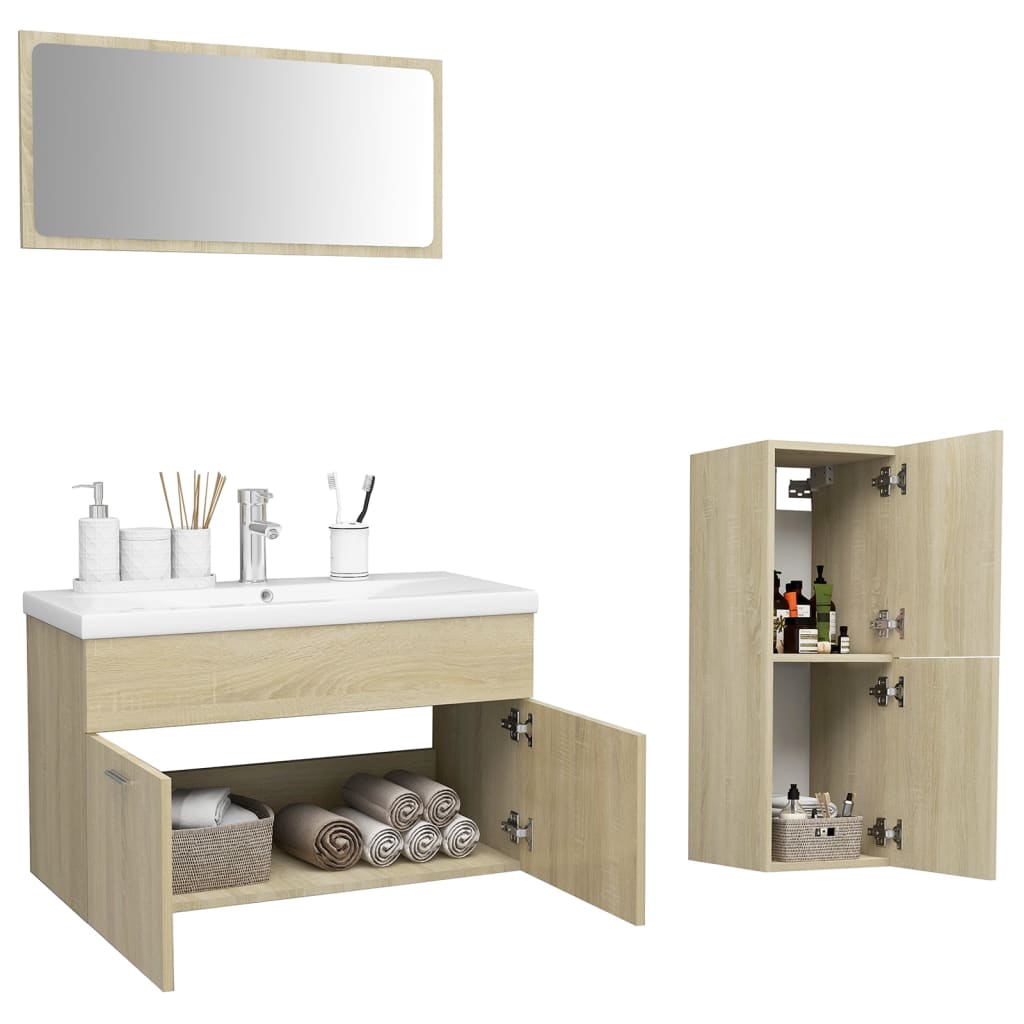 vidaXL Ensemble de meubles de salle de bain Chêne sonoma Aggloméré