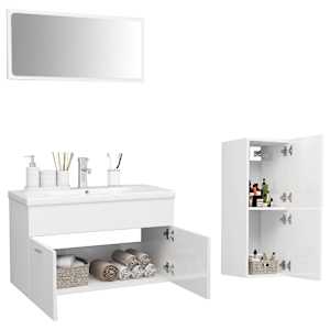 vidaXL Vonios kambario baldų komplektas, baltas, MDP, ypač blizgus