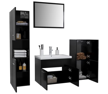 vidaXL Set kupaonskog namje&scaron;taja od konstruiranog drva crni