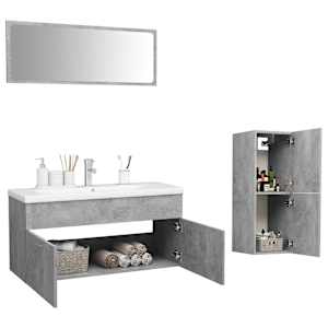 vidaXL Bathroom Furniture Set Concrete Grey Engineered Wood