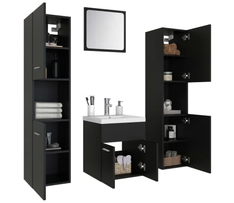 vidaXL badev&aelig;relsesm&oslash;bels&aelig;t sp&aring;nplade sort