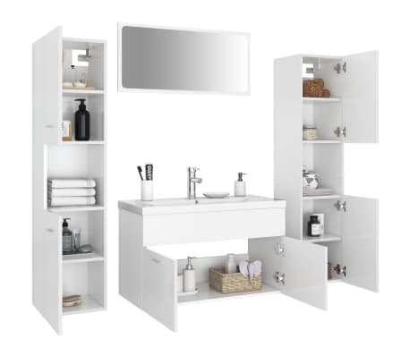 vidaXL Set Mobili da Bagno Bianco in Truciolato