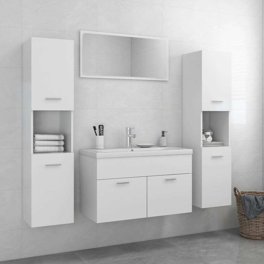 vidaXL Bathroom Furniture Set White Chipboard