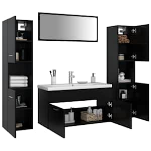 vidaXL Bathroom Furniture Set Black Engineered Wood