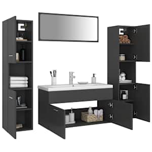 vidaXL Vonios kambario baldų komplektas, pilkos spalvos, MDP