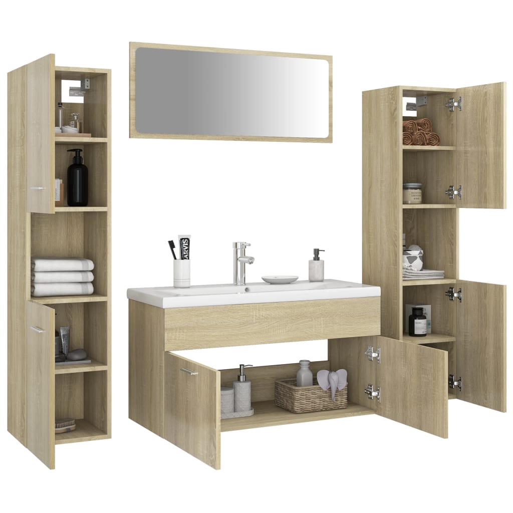 vidaXL Set Mobili da Bagno Rovere Sonoma in Truciolato