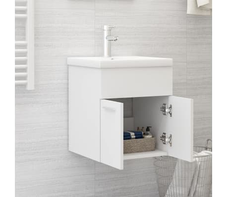 vidaXL Armoire d'évier avec lavabo intégré Blanc Bois d'ingénierie