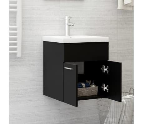 vidaXL Sink Cabinet with Built-in Basin Black Engineered Wood