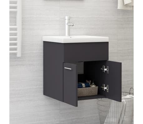 vidaXL Sink Cabinet with Built-in Basin Grey Engineered Wood