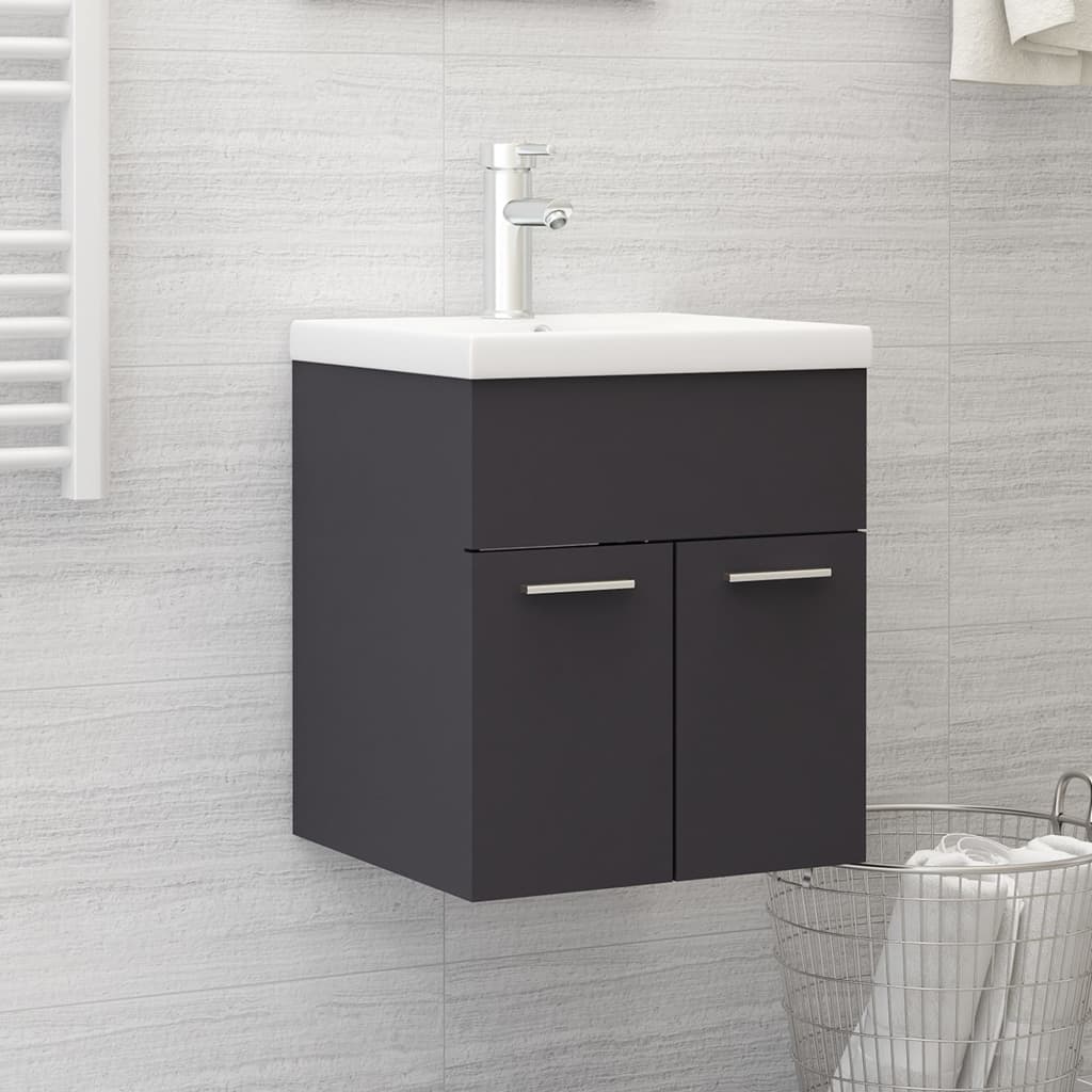 vidaXL Armoire d'évier avec lavabo intégré Gris Aggloméré