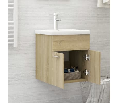 vidaXL Arm&aacute;rio lavat&oacute;rio c/ lavat&oacute;rio embutido contrap. carval. sonoma