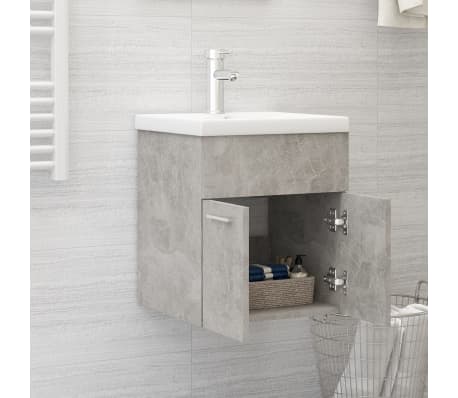 vidaXL Praustuvo spintelė su įmontuotu praustuvu, betono pilka, MDP