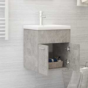 vidaXL Praustuvo spintelė su įmontuotu praustuvu, betono pilka, MDP