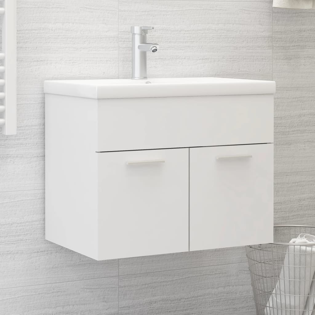 Waschbeckenunterschrank mit Einbaubecken Weiß Spanplatte kaufen