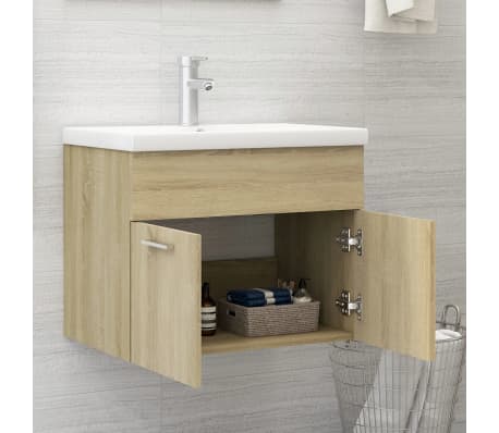 vidaXL Sink Cabinet with Built-in Basin Sonoma Oak Engineered Wood