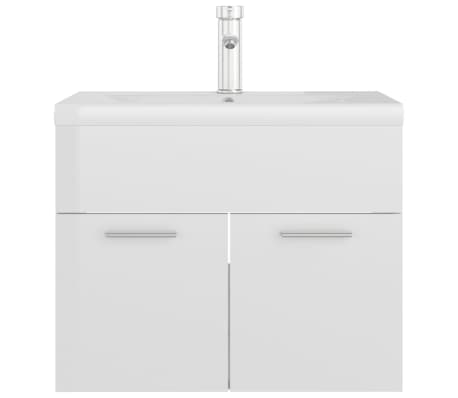 vidaXL Dulap cu chiuvetă &icirc;ncorporată, alb extralucios, lemn prelucrat