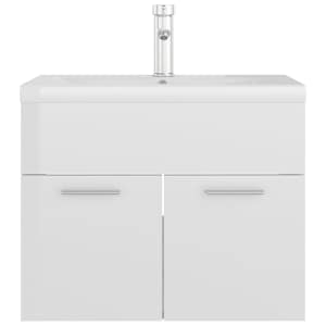 vidaXL Dulap cu chiuvetă &icirc;ncorporată, alb extralucios, lemn prelucrat