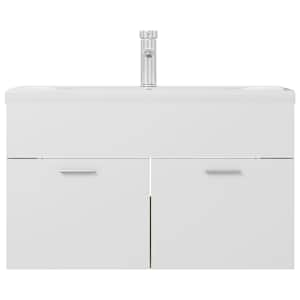 vidaXL Servantskap med innebygd vask hvit og sonoma eik konstruert tre