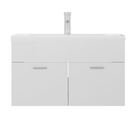 vidaXL Servantskap med innebygd vask høyglans hvit konstruert tre