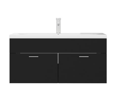 vidaXL Sink Cabinet with Built-in Basin Black Engineered Wood