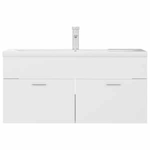 vidaXL Wastafelkast met ingebouwde wastafel bewerkt hout wit en eiken