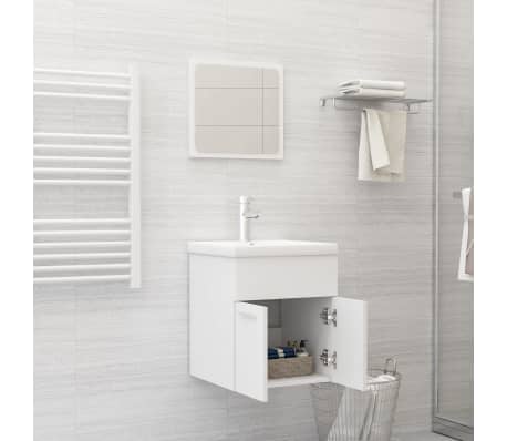 vidaXL Set Mobili da Bagno Bianco in Legno Multistrato